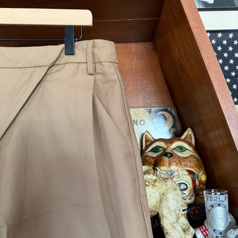 Commense - Cross Pleated Tan Wide Leg Pants - Women’s Large